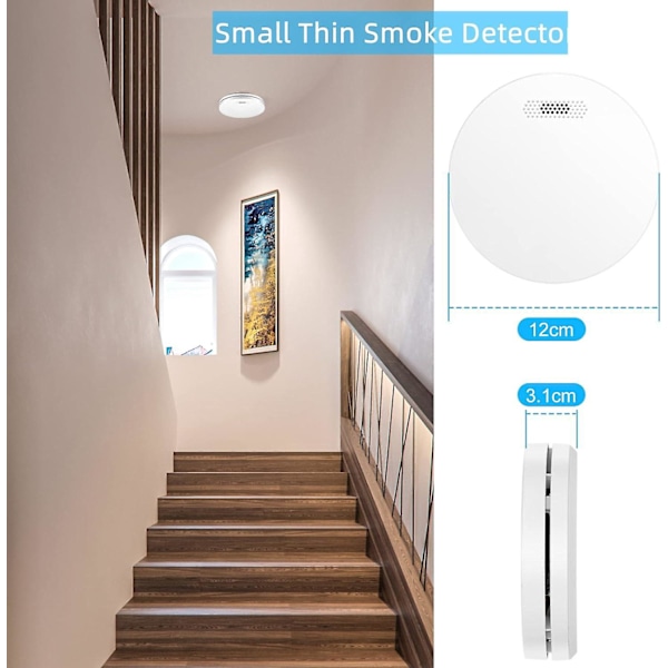 WiFi-røykvarsler med batteri Smart trådløs brannalarm med testalarm for brannvarsling 1 stk
