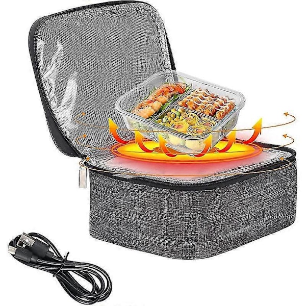 Sopiva USB-lämmitettävä lounasrasia, auton termostaattinen lämmityslaukku lounaslaukku kannettava - 5000 mAh varavirtalähde