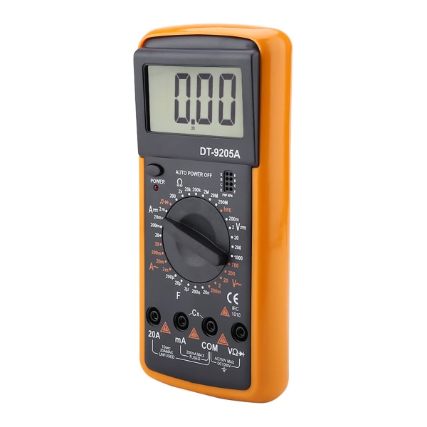 DT9205A LCD-skjerm Håndholdt digitalt multimeter AC/DC motstandskapasitanstester