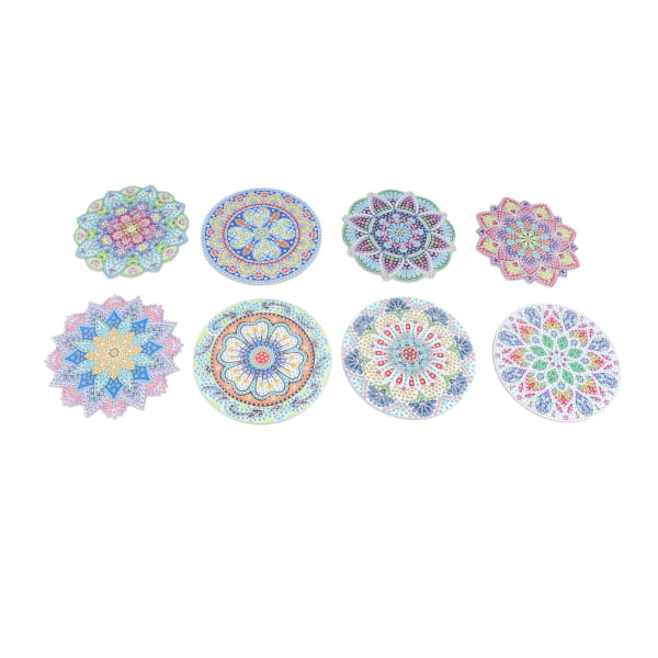 8 stk rhinestone maleri brillanter mandala stil livlige farger glitrende Coaster rhinestone kunstsett for DIY barn voksne