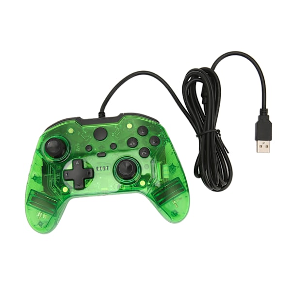 Trådbunden spelkontroll Dubbel vibration RGB Transparent skal Gamepad Joystick för Xbox PC Grön