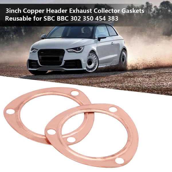 2st 3-tums Koppar Header Avgasgrenrör Packningar Återanvändbara för SBC BBC 302 350 454 383