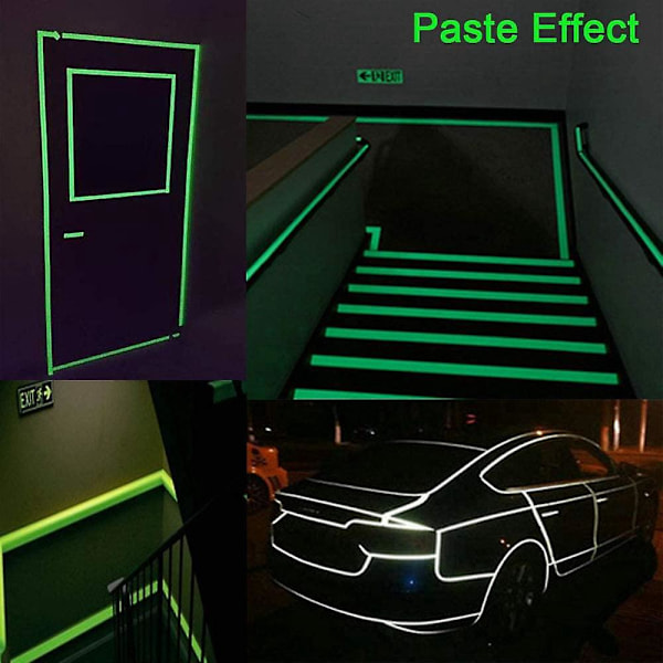 Ensiluokkainen vihreä hohtava teippi - 9m x 2cm, itseliimautuva luminisoiva fosforimerkintäteip
