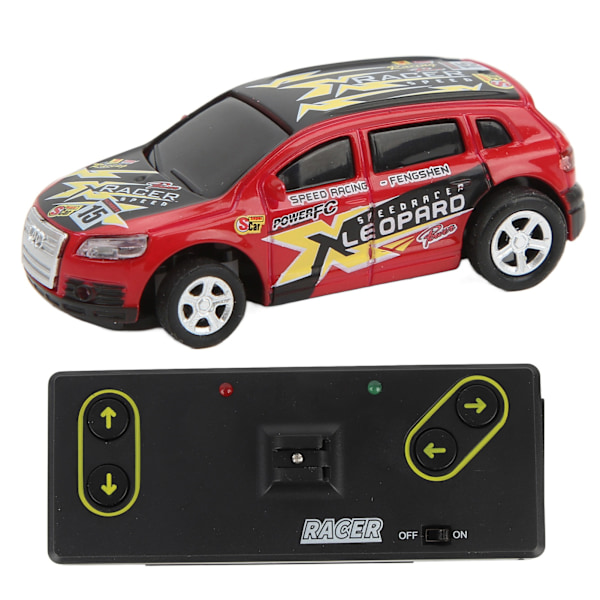 Mini RC-bil Racing 4-veis Driftbil 1:64 Lommeformat Fjernkontrollleketøy for innendørs utendørs 3+ barn Rød