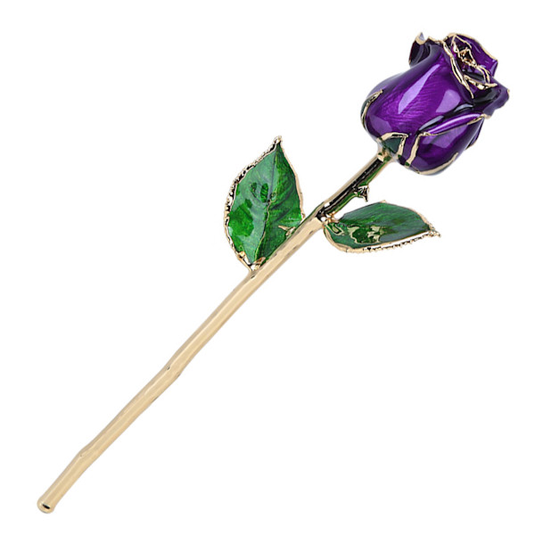 24K forgyldt roseblomst til fødselsdag Valentinsdag dekorationer ornamenter med base
