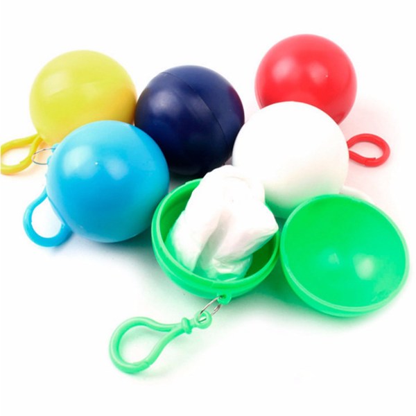 Bærbar regnfrakkball Mini-nødfortykket engangsregnfrakkball for utendørs fjellklatring Tilfeldig farge