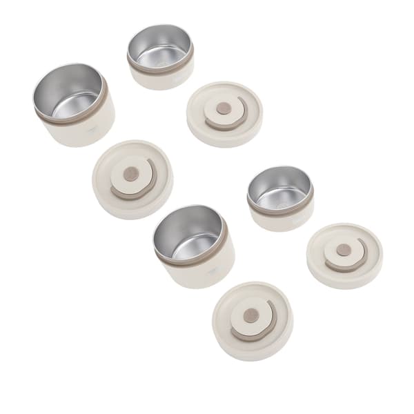 Isolert lunsjbeholder 304 rustfritt stål forseglet multifunksjonell bærbar rund termisk matboks med termisk pose beige 4 stk