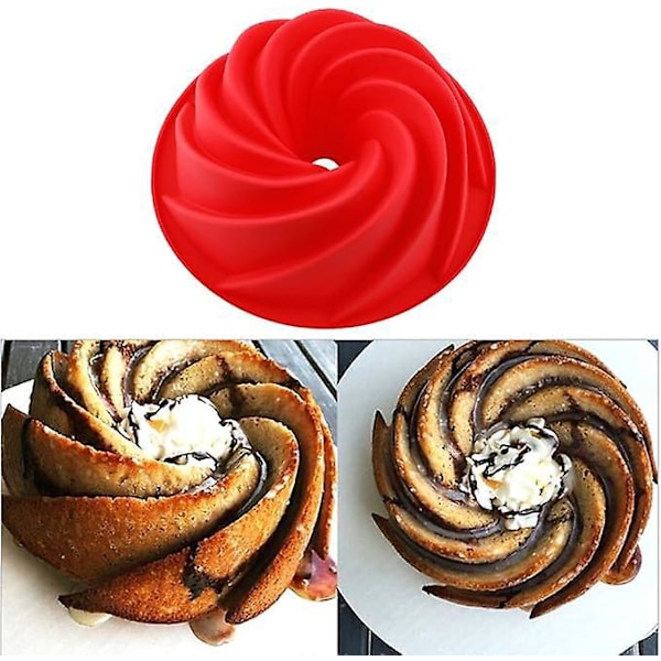 Silikon Brioche Form, Silikon Kakeform Silikon Bakverk Form, Silikon Kouglof Form, Kjøkken Kakeformer - Roseform, 24x10cm