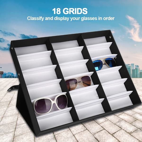 18 rum Glas Display Case Solbriller Opbevaringsboks Organizer Briller Smykker Display Box