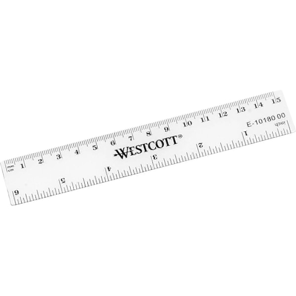 Westcott 6-tommer 150 mm Plast Lineal - Klar