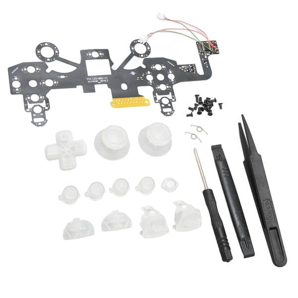 Opplyste D-pad-ansiktsknapper 8 farger 19 moduser DIY-erstatnings-LED-knappsett for PS4-kontroller