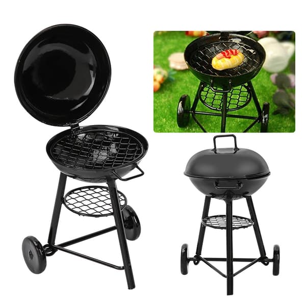 1:12 Mini dukkehus tilbehør utendørs rund ovnsmodell for dukker BBQ matlaging