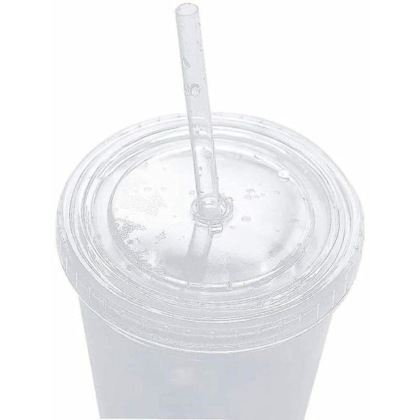 Dobbelt Lag Gjenbrukbart Kopplokk Med Gjenbrukbare Sugerør Kaffe Smoothie Juice Iskaffe