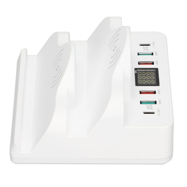 USB-latauskeskitin 6 porttia 2 langatonta puhelimen latausasemaa QC 3.0 USB C -telakka useilla laitteilla LCD-näytöllä UK-pistoke