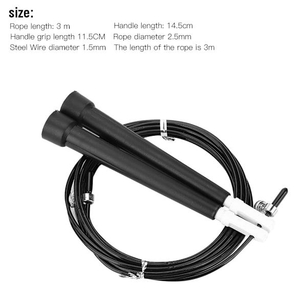 3 m hastighet hoppetau Justerbart stålkabel hoppetau for treningstrening