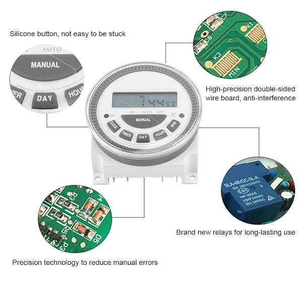 16A 7 dages ugentlig programmerbar digital timer tidsrelæafbryderudgang (220V 16A TM-619H-2)