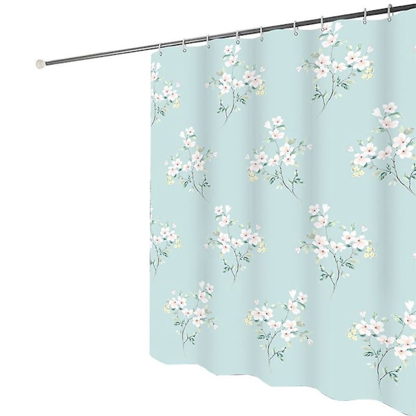 Bruseforhæng, 180 x 180 cm i Polyesterstof, Badeforhæng til Badeværelse, Smukt Blomstermønster