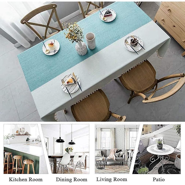 Flettet grønn støvtett rektangulær duk med frynser for hage-tebord 140x140cm