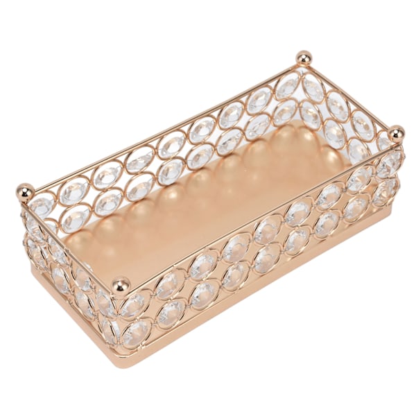 Kage Display Stativ Guld Finish Rektangulær Letvægts Exquisite Snacks Desserter Krystal Bakkeholder