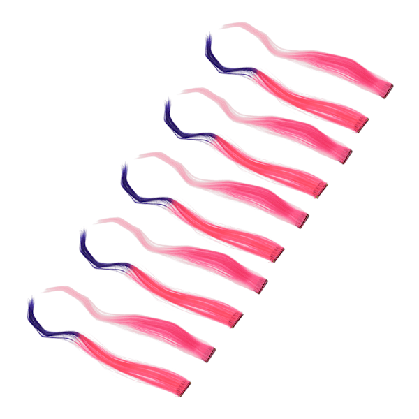 10 stk fargede klips i hårstykke gradient lang rett syntetisk hårforlengelse hårstykke for Halloween-fest