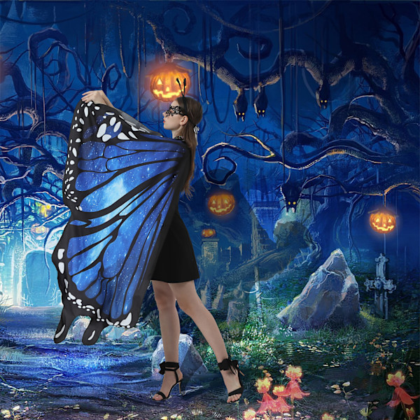 Vuxen Magdans Butterfly Wings Sjal sapphire