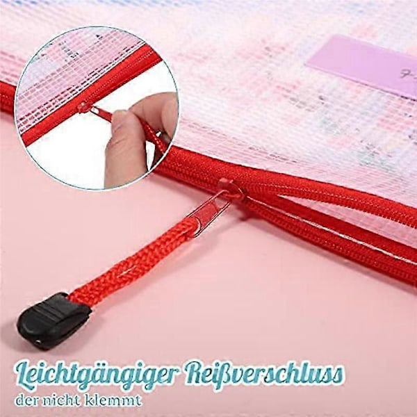 20-pack Dokumentfickor A4+A5+A6, Filmapp Plast Zip Ficka Dragkedja Ficka Mesh Påse med Dragkedja