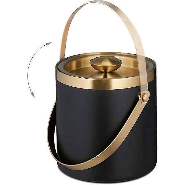 Isspand, Rustfrit Stål, Dobbeltvægget, Isspand med Låg & Håndtag, 2 L, Isterningespand
