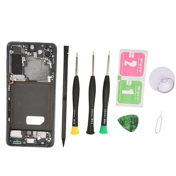 Midterrammeplade Husplade Midterfrontplade Ramme Udskiftningsreparationsdele til SAMSUNG S21 Sort
