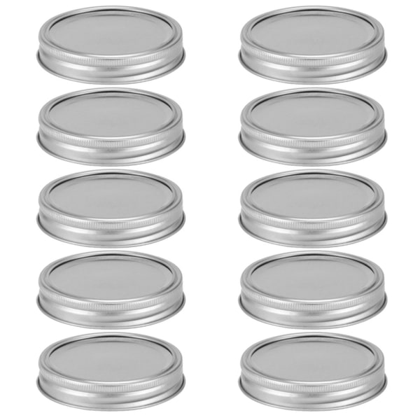 Delt type glasskrukke Hermetikklokk Rund matbeholder Forseglingsdeksel Kjøkkentilbehør (10 stk 86 mm sølv sirkulær ring + dekkplate)