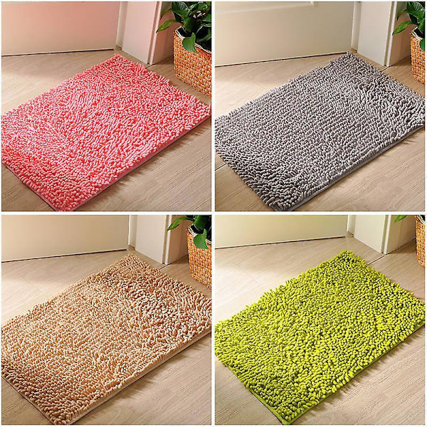 Skridsikker bademåtte, blød chenille mikrofiber badeværelsesmåtte, absorberende, maskinvaskbar - 40 x 60 cm, pink