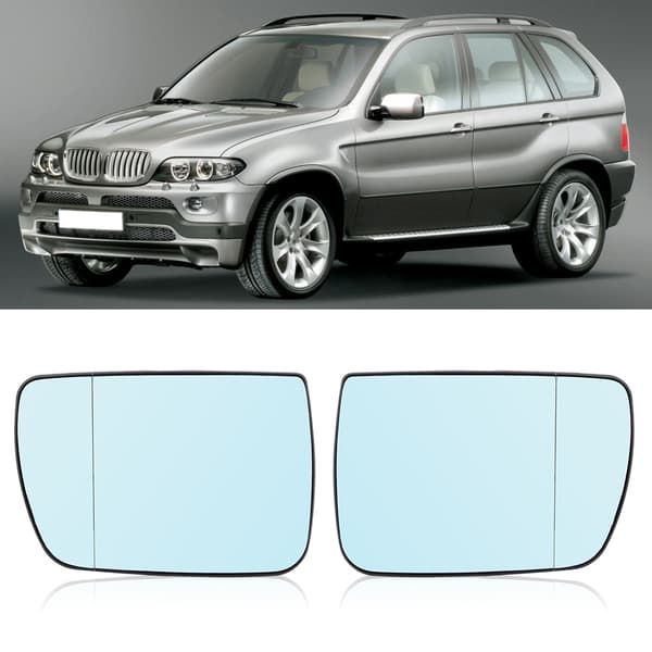 2 st. backspegelglas blå med värmefunktion biltillbehör passar för X5-serien E53 (vänster + höger)