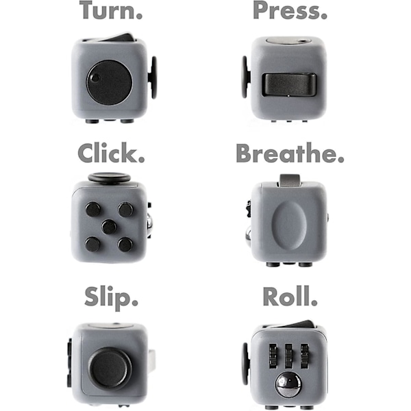 Fidget Cube - Hvit, Anti Stress-leketøy for barn og voksne, Angstlindring, Dekompresjonsleketøy med 6 beroligende moduler