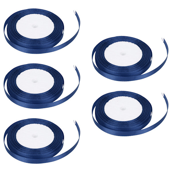 5st/ set satinband 22m långt 10mm brett bröllopsfestdekoration DIY-tillbehör för presentkaka godisförpackning Mörkblå