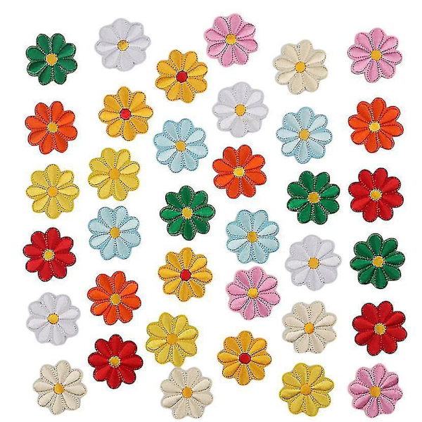 Flower Appliques Patches Iron-on Embroidered Mixed Color 36 Pieces