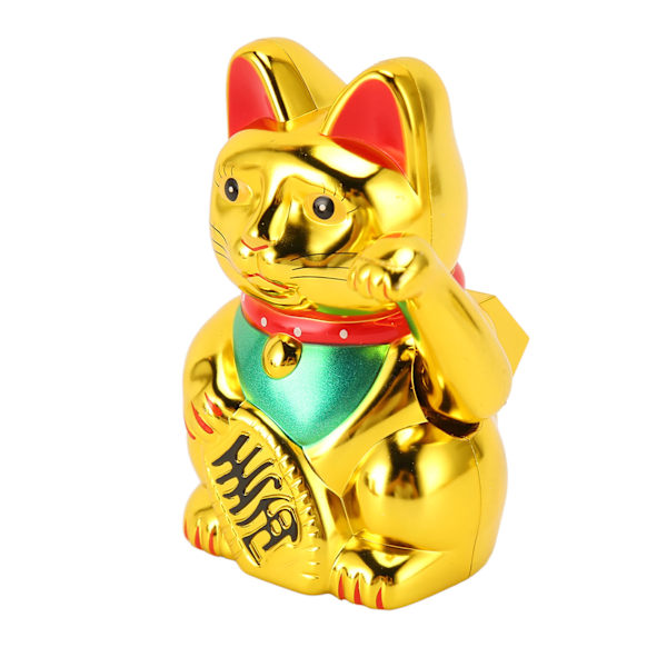 4in Solar Lucky Fortune Cat med vinkande arm Solar Powered Feng Shui Lucky Cats Lucky Beckoning Waving Wealth Cat Heminredning Guld MLY23056 4