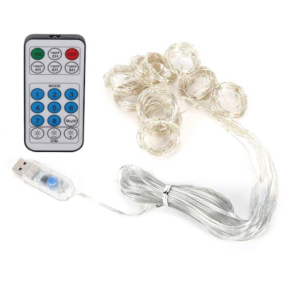 3x3m 300LED USB Kobbertrådslyssnor Hjem med Fjernbetjening til Fest Bryllup Gardin DekorationPink