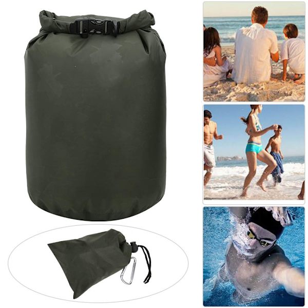 PVC Vattentät Fällbar Torr Säck Förvaring Bärväskor Camping Vandring Strand Militärgrön