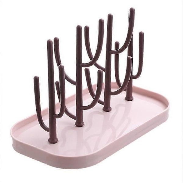 ABS Oppvaskstativ - Kaktusform - for babyflasker, bestikk, smokker, halskjeder, øredobber, ringer, kopper (Rosa)