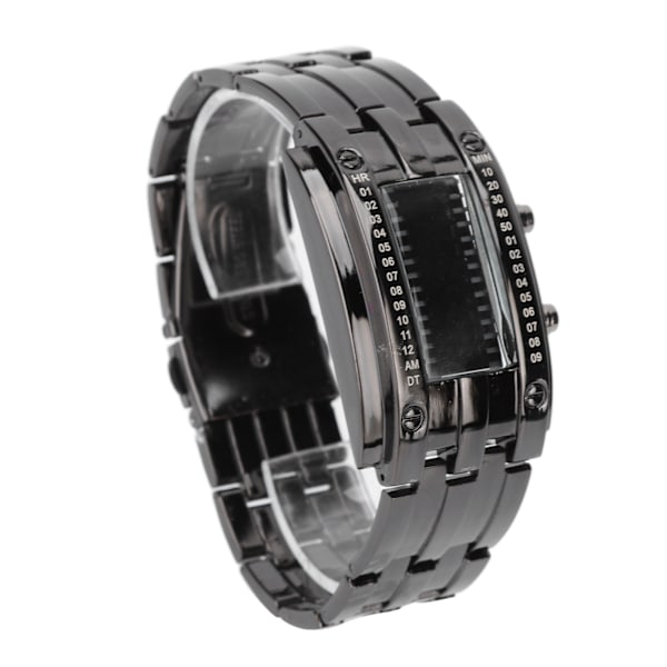 LED watch Unik binärt tidsläge Display Konvex bågstruktur Vattentät LED- watch Elektronisk watch Svart S