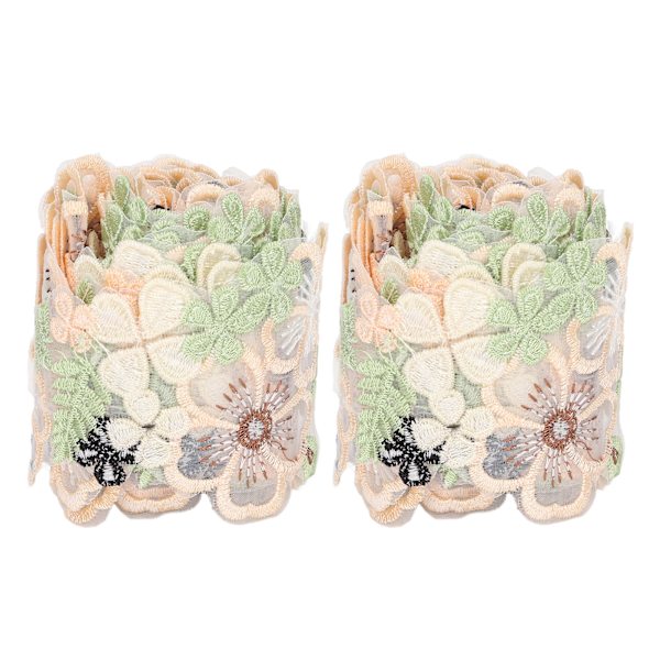 2 stk 3D-blomsterblondebesætning 2yd lang 2,6 tommer bred retrostil blomsterdesign Organza blondebeklædning til kjolebæltetøj
