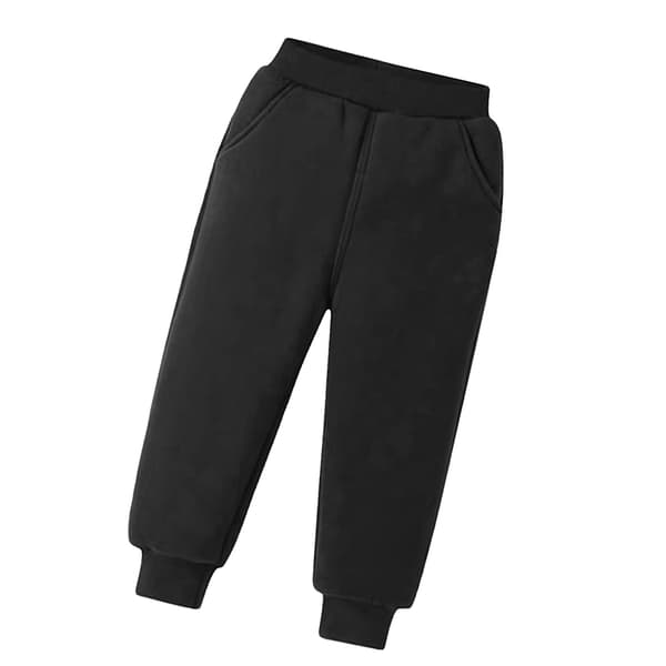 Fleece-sweatpants til børn Elastisk talje Superbløde bomulds-casual varme fleecebukser til udendørs vinter Sort XL