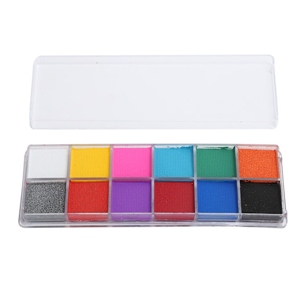 12 farver vandbaseret ansigts- og kropsmaling skinnende glittermaling Halloween fest makeup værktøj