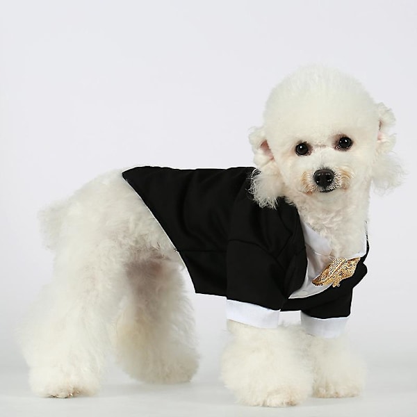 Elegant Hundskjorta Bröllopskläder med Fluga för Små, Medelstora och Stora Hundar och Katter Festdräkt Halloween Födelsedag