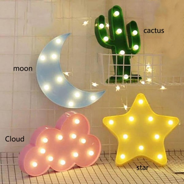 Dekorative LED Crescent Moon Star Cloud Night Lights til børn og voksne A A