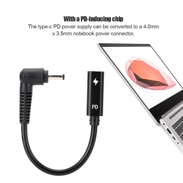 Full kopparledare typ C PD power till 4,0x 3,5 mm hankontakt för ASUS Notebook-laddningskabel