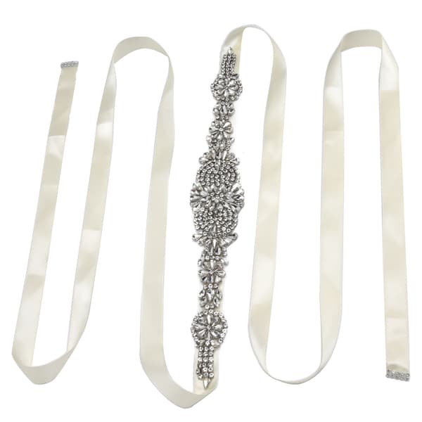 Rhinestone brudekjolebelte Elegant midjebelte Klestilbehør for brud brudepike Hvit