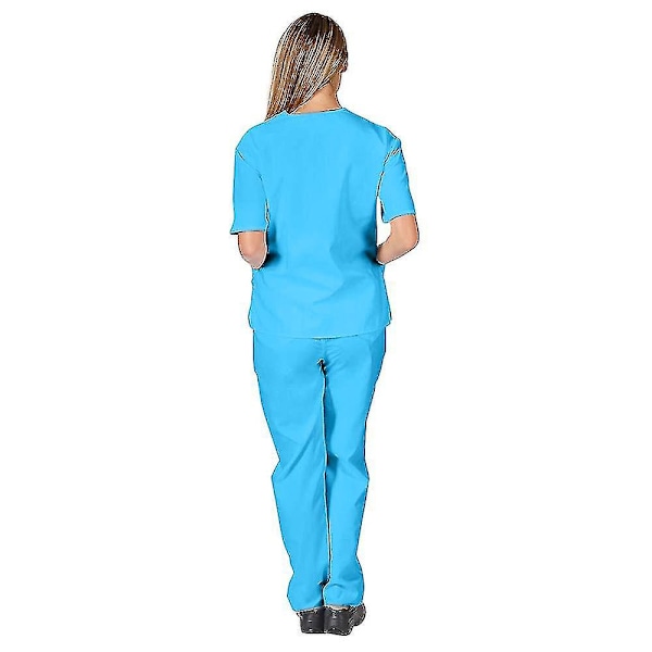 Medicinsk skrubbset för läkare och sjuksköterskor - Unisex dräkt 2XL Sky Blue