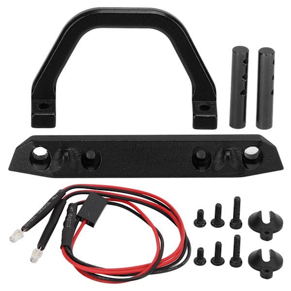 RC Metall Aluminium Frontstoßstange mit LED-Licht Stabile RC-Zubehör für Axial SCX24 1/24 Ferngesteuertes Auto Schwarz BL