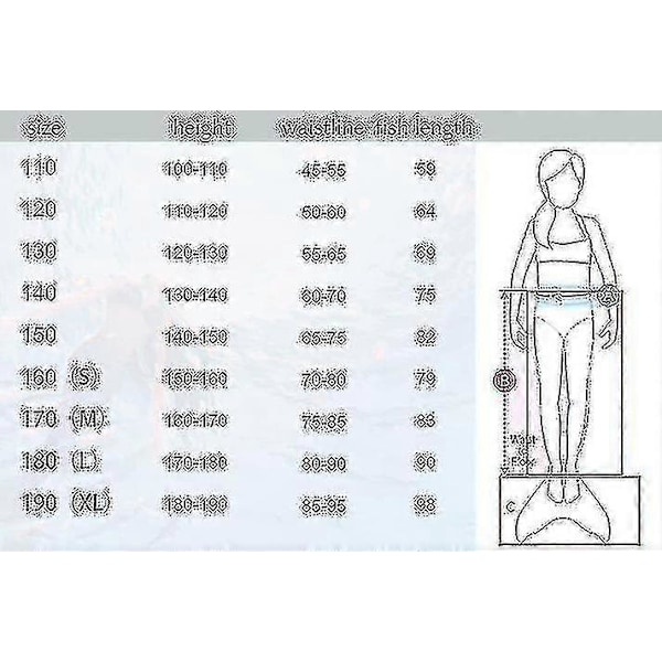 Sjöjungfrufenor för barn - Kompatibla med vattenaktiviteter grön 110cm