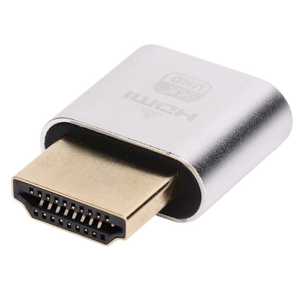 High Definition Multimedia Interface Dummy Plug HotSwappable 4K Display Emulator (Silver)